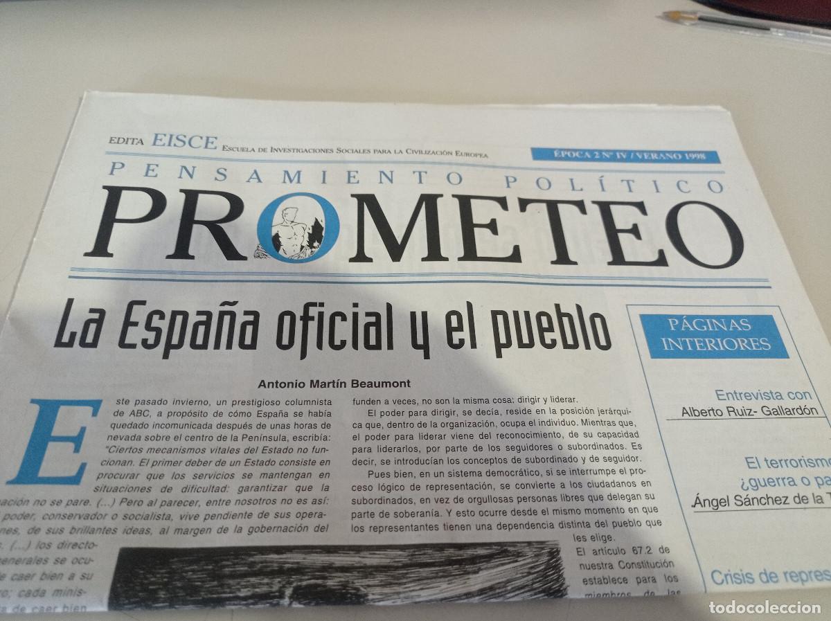 Sammeln von Zeitschriften und Zeitungen: REVISTA PENSAMIENTO POLITICO PROMETEO EPOCA 2 N&ordm; IV. VERANO 1998. REF. UR EST