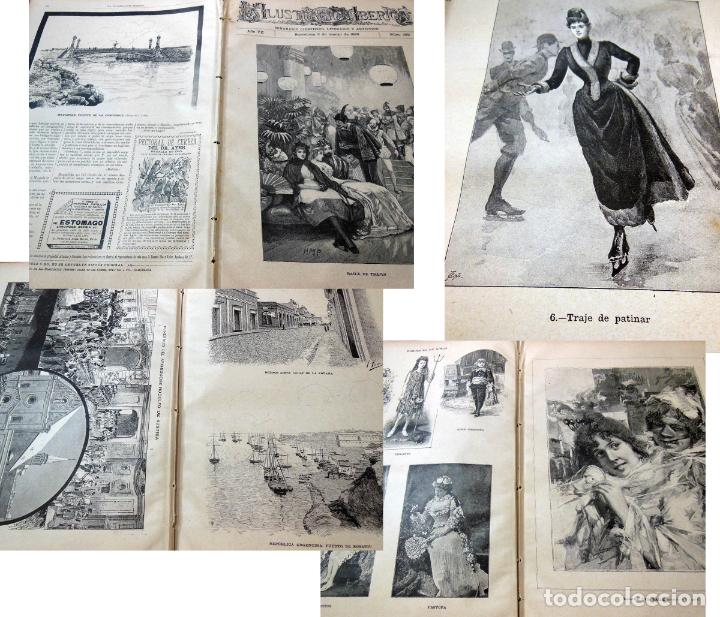 Coleccionismo de Revistas y Peri&oacute;dicos: LA ILUSTRACI&Oacute;N IB&Eacute;RICA. 1889. Argentina: Calle la Aduana, Buenos Aires. Puerto de Rosario. Matanzas