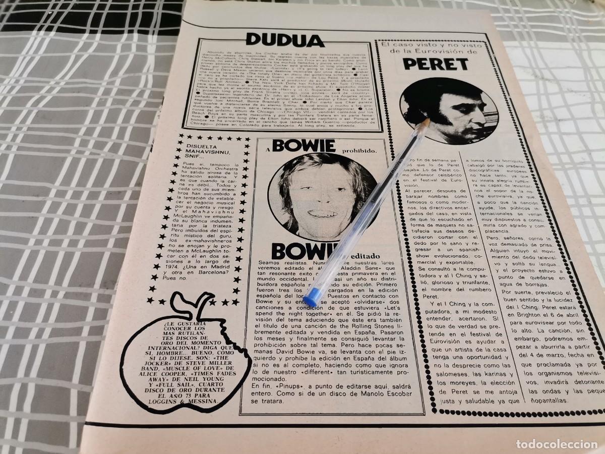 Coleccionismo de Revistas y Peri&oacute;dicos: DAVID BOWIE, PERET RECORTE REVISTA 1974