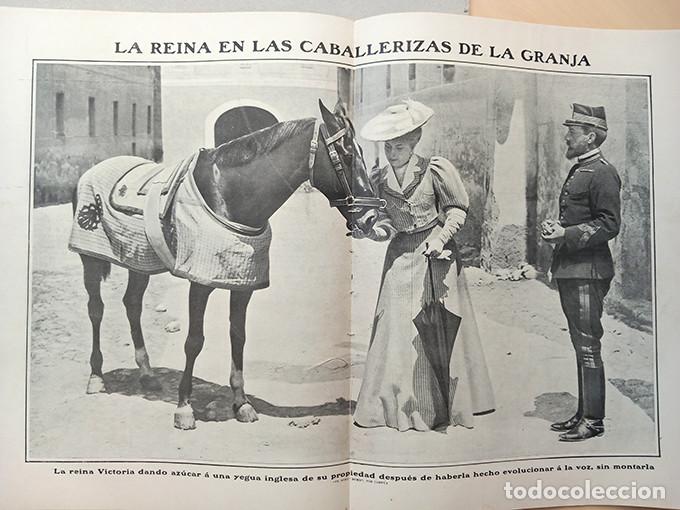 Coleccionismo de revistas y peri&oacute;dicos: La reina en las caballerizas de La Granja. Maura en Barcelona. Nuevo Mundo 653