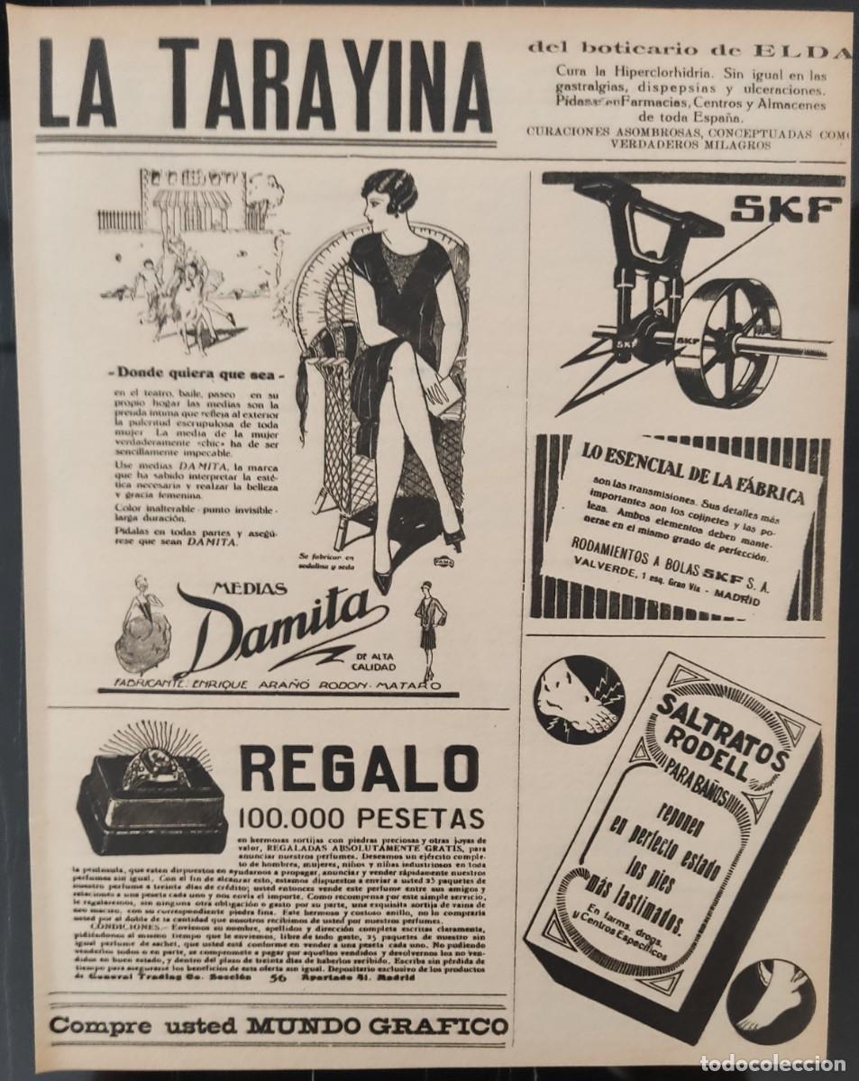 Coleccionismo de Revistas y Peri&oacute;dicos: Hojas revista blanco negro La Tarayina, Saltratos Rodell, Mundo Grafico, T&oacute;nico nervioso Cera