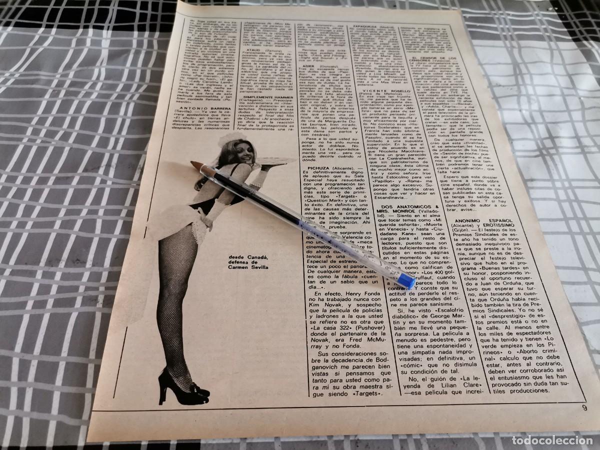 Coleccionismo de Revistas y Peri&oacute;dicos: CARMEN SEVILLA RECORTE REVISTA 1974