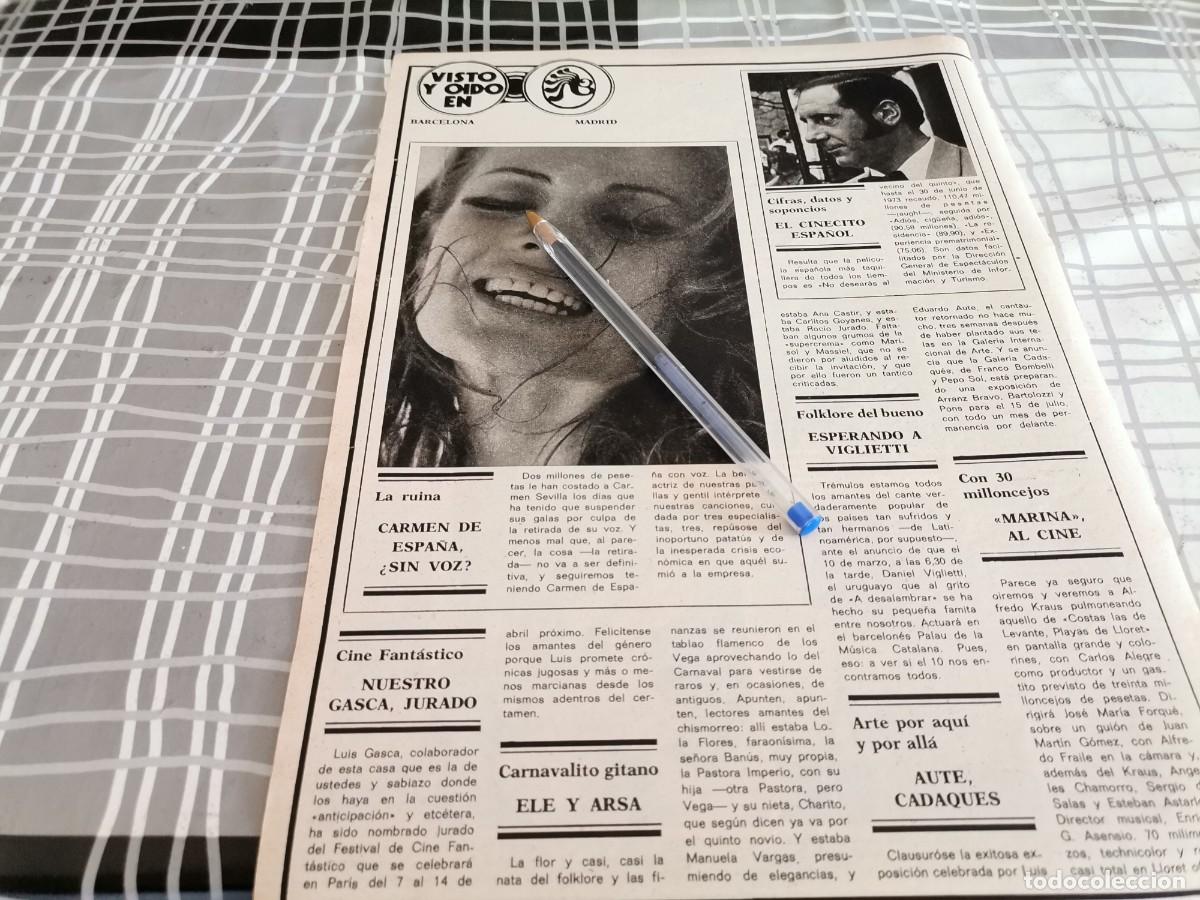 Coleccionismo de Revistas y Peri&oacute;dicos: CARMEN SEVILLA RECORTE REVISTA 1974
