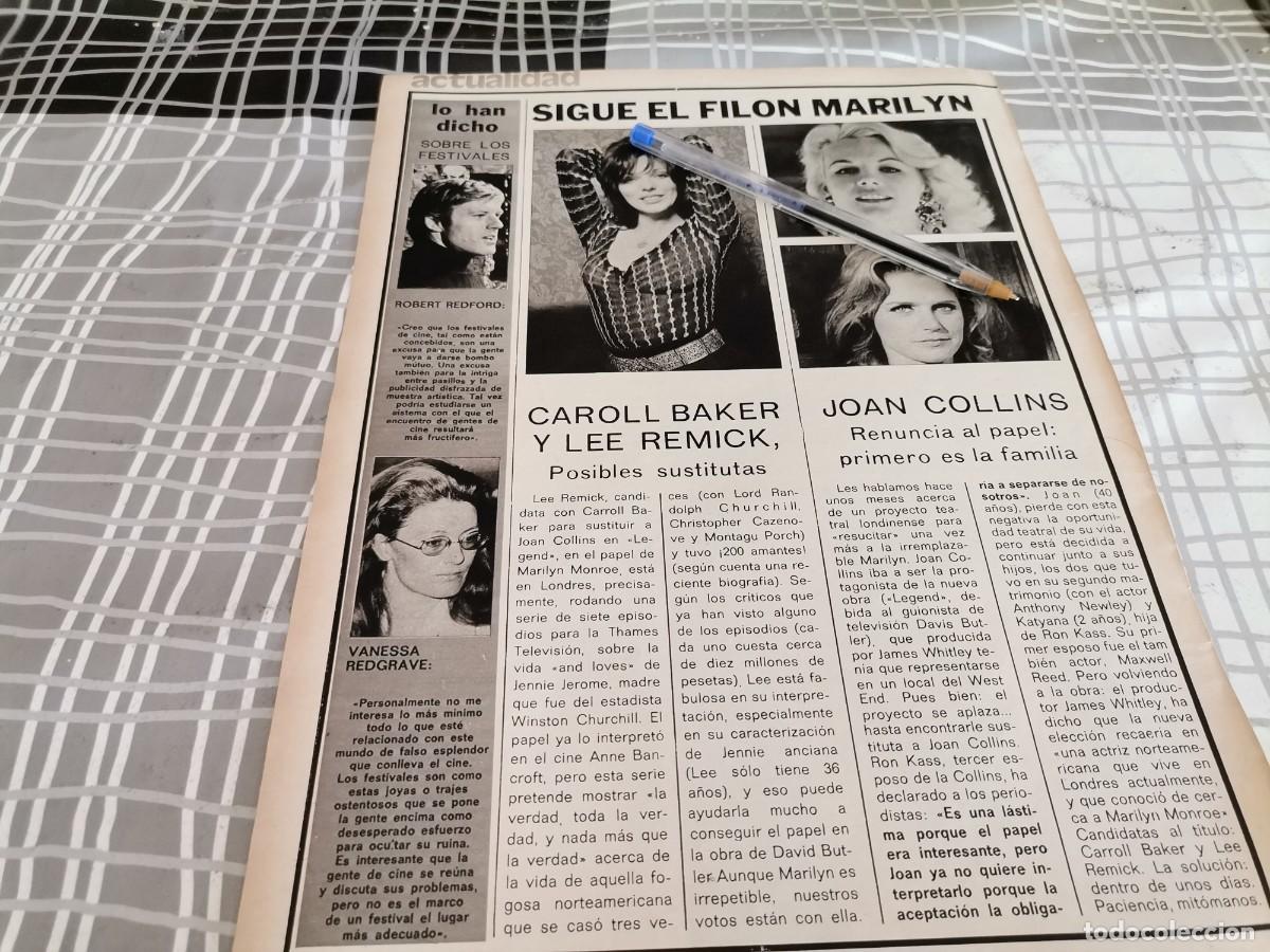 Coleccionismo de revistas y peri&oacute;dicos: JOAN COLLINS, CAROLL BAKER REVERSO ANN TURKEL RECORTE REVISTA 1974