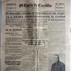 Coleccionismo de Revistas y Periódicos: EL NORTE DE CASTILLA. GUERRA CIVIL.29 JULIO 1936. VALLADOLID. OCUPACION HUELVA Y TRUBIA. VILLACASTÍN