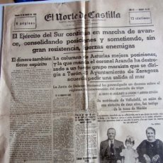 Coleccionismo de Revistas y Periódicos: EL NORTE DE CASTILLA. GUERRA CIVIL. 22/8/1936. VALLADOLID. BATALLA DE IRUN