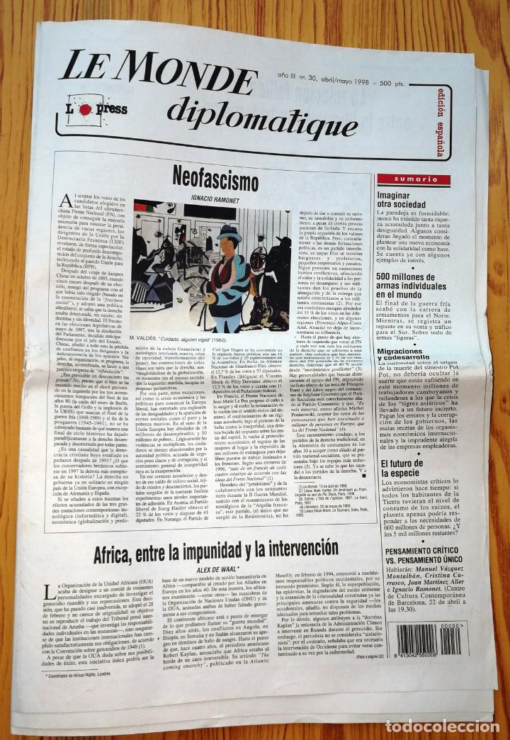 Collection Magazines and Newspapers: LE MONDE DIPLOMATIQUE. A&ntilde;o III. N&ordm; 30, abril-mayo 1998. - Ed. espa&ntilde;ola.