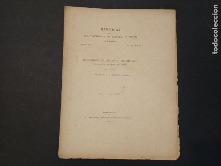Coleccionismo de Revistas y Peri&oacute;dicos: MEMORIAS DE LA REAL ACADEMIA DE CIENCIAS Y ARTES-A&Ntilde;O 1907-VER FOTOS-(V-24.486)