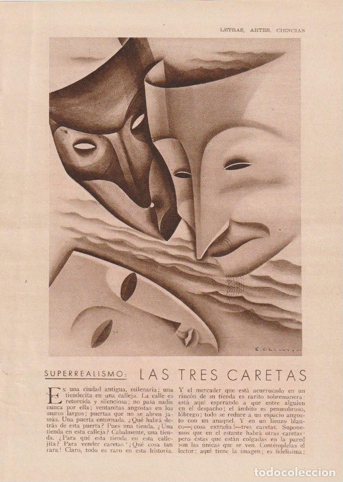 Coleccionismo de Revistas y Peri&oacute;dicos: Superrealismo: Las tres caretas / Azor&iacute;n; dibujo de Climent -1930