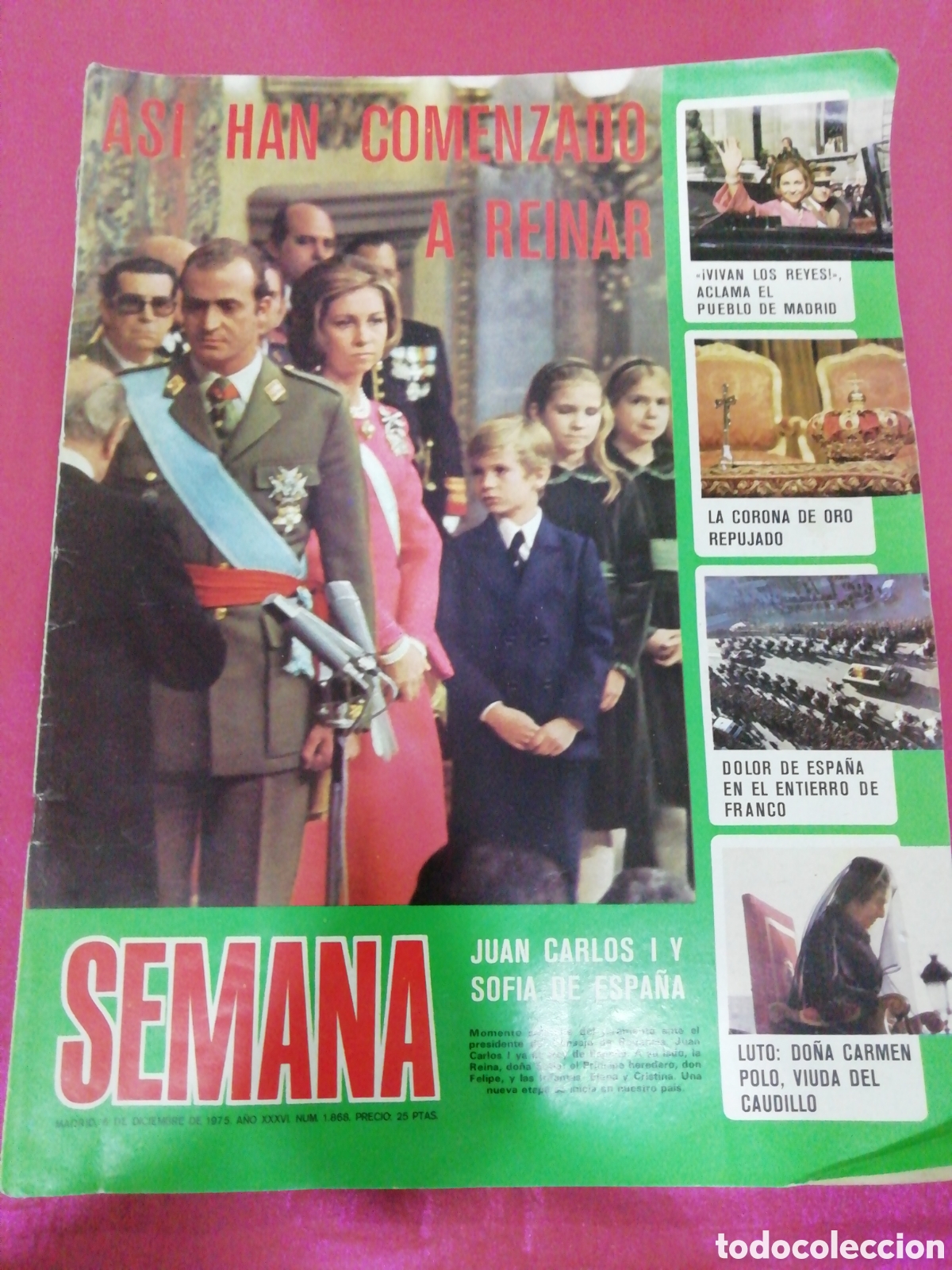 Coleccionismo de Revistas y Peri&oacute;dicos: Revista Semana diciembre 1975 - Coronaci&oacute;n Don Juan Carlos I
