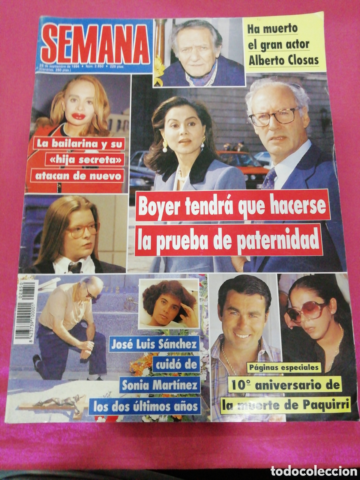 Coleccionismo de Revistas y Peri&oacute;dicos: Revista Semana septiembre 1994 - Portada: Boyer, Alberto Closas, Isabel Pantoja, Sonia Mart&iacute;nez