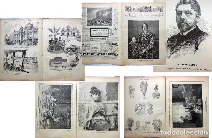 Coleccionismo de Revistas y Peri&oacute;dicos: LA ILUSTRACI&Oacute;N IB&Eacute;RICA. 20 julio 1889. Exposici&oacute;n Universal de Paris de 1889; Historia del tocado.