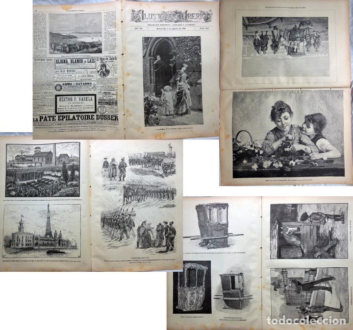 Coleccionismo de Revistas y Peri&oacute;dicos: LA ILUSTRACI&Oacute;N IB&Eacute;RICA. 3 agosto 1889. Tapices antiguos. Sillas de manos. Tapices antiguos