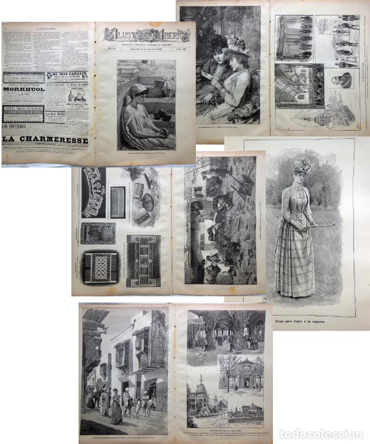 Coleccionismo de Revistas y Peri&oacute;dicos: LA ILUSTRACI&Oacute;N IB&Eacute;RICA. 10 agosto 1889. Modas. La Exposici&oacute;n Universal de Paris. El Shah de Persia