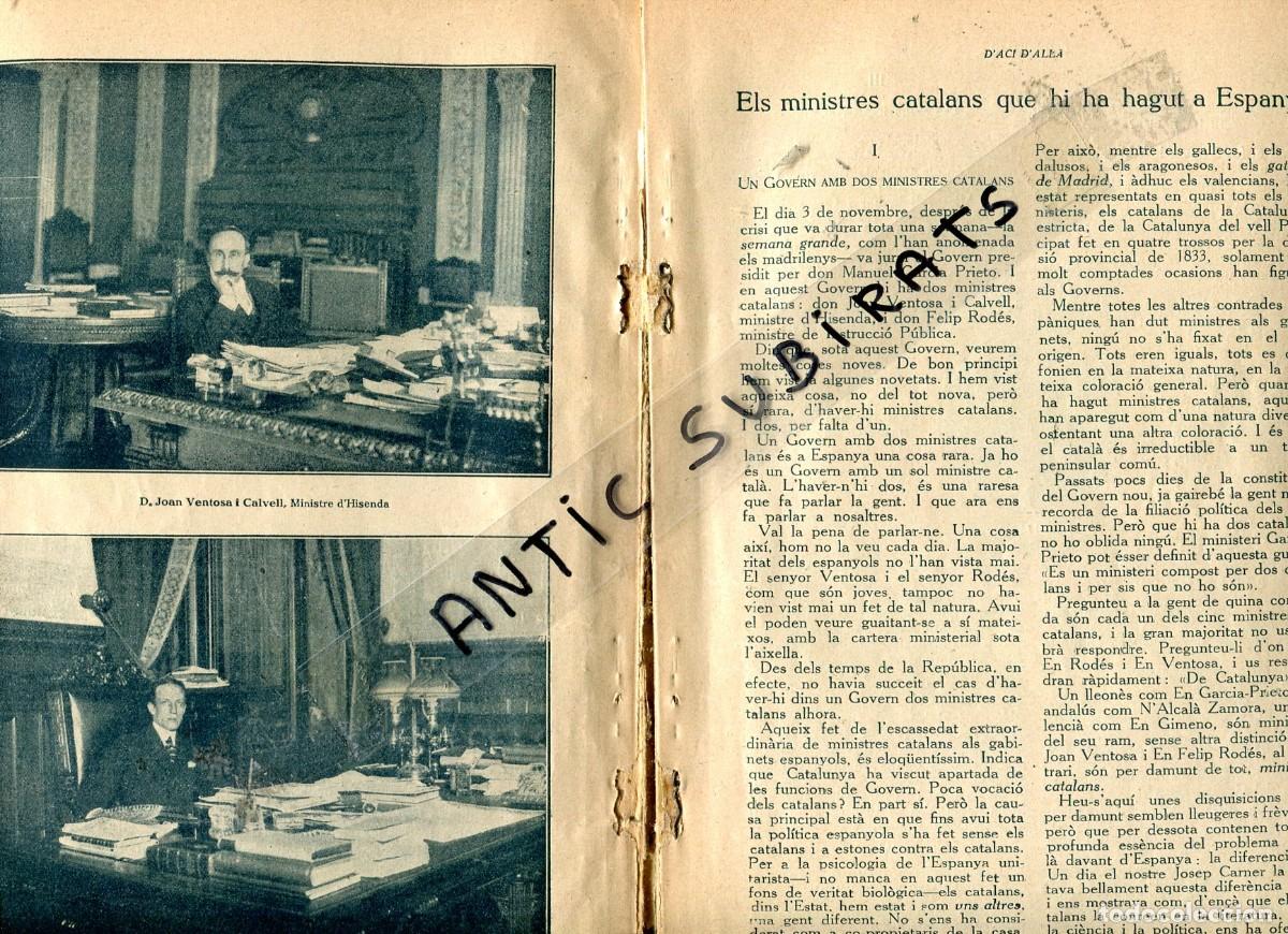 Coleccionismo de Revistas y Peri&oacute;dicos: REVISTA ANY 1918 MINISTRE JOAN VENTOSA CALVELL FELIP RODES BALDRICH ROS OLANO TUTAU NOUVILLAS