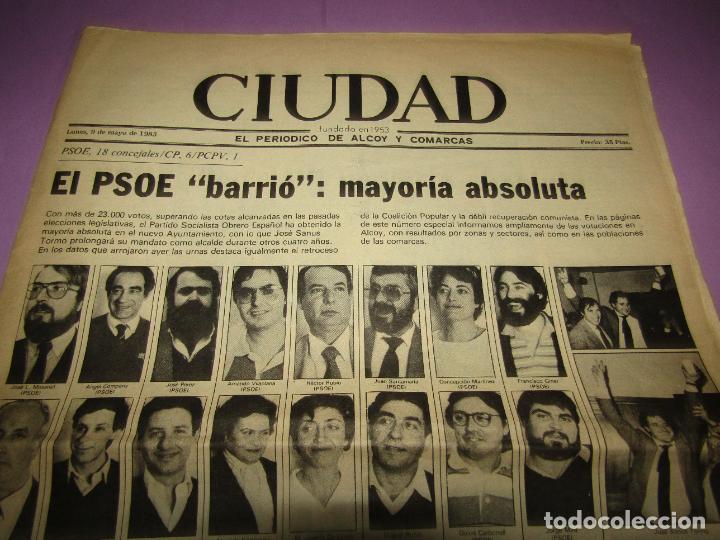Coleccionismo de Revistas y Peri&oacute;dicos: Antiguo Peri&oacute;dico CIUDAD de Alcoy y Comarcas - Elecciones Municipales del A&ntilde;o 1983