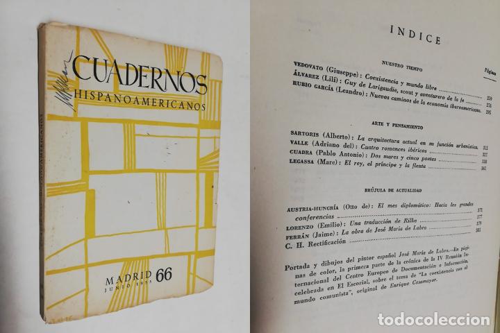 Coleccionismo de revistas y peri&oacute;dicos: ANTIGUA REVISTA / OLD MAGAZINE: CUADERNOS HISPANOAMERICANOS N&ordm;66 JUNIO 1955