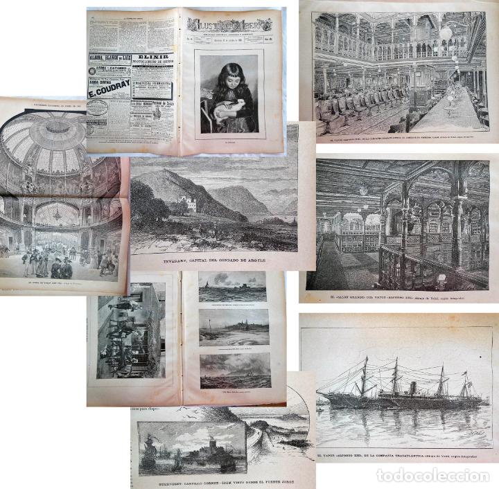 Coleccionismo de Revistas y Peri&oacute;dicos: LA ILUSTRACI&Oacute;N IB&Eacute;RICA. 12 octubre 1889. El vapor Alfonso XIII. La rotonda central del Palacio