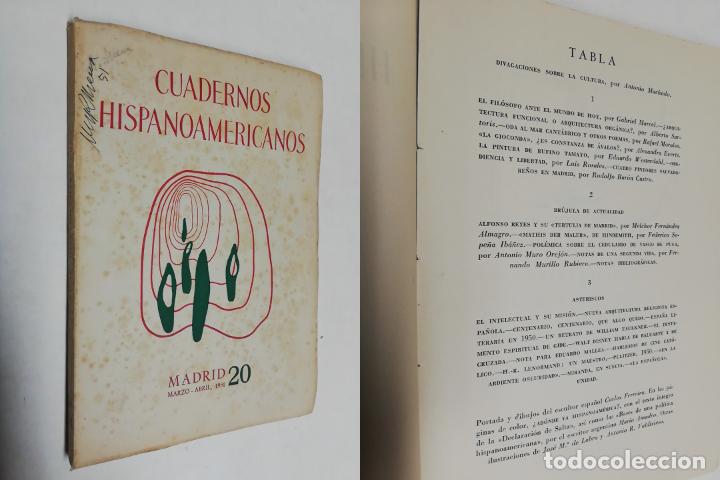 Coleccionismo de revistas y peri&oacute;dicos: ANTIGUA REVISTA / OLD MAGAZINE: CUADERNOS HISPANOAMERICANOS N&ordm;20 MARZO ABRIL 1951