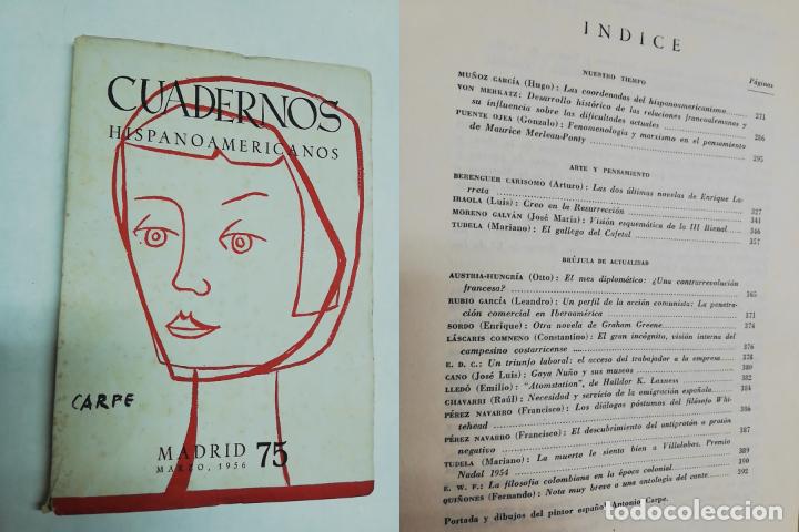 Coleccionismo de revistas y peri&oacute;dicos: ANTIGUA REVISTA / OLD MAGAZINE: CUADERNOS HISPANOAMERICANOS N&ordm;75 MARZO1956