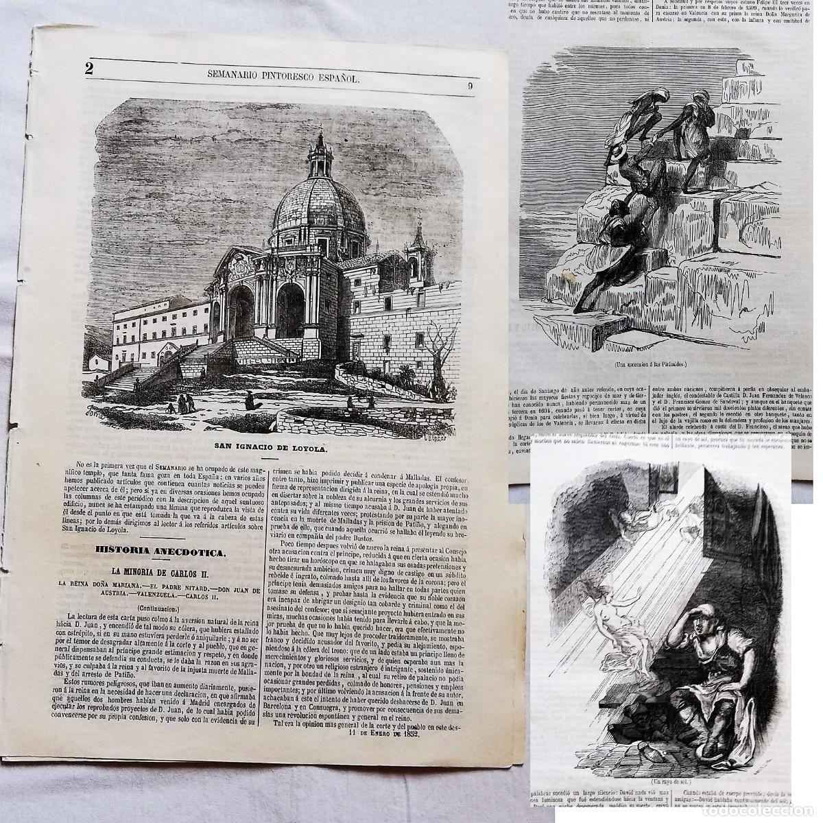 Coleccionismo de revistas y peri&oacute;dicos: SEMANARIO PINTORESCO ESPA&Ntilde;OL N&ordm; 2 1852: San Ignacio de Loyola, Una ascensi&oacute;n a las pir&aacute;mides...