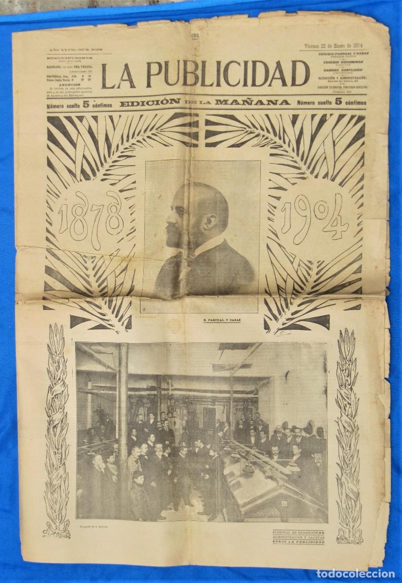 Collectionnisme de Revues et Journaux: LA PUBLICIDAD. DIARIO ILUSTRADO. A&Ntilde;O XVII. 22 DE ENERO 1904. BARCELONA.