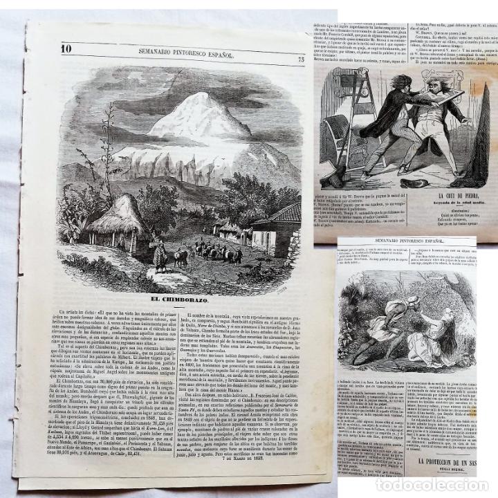 Coleccionismo de revistas y peri&oacute;dicos: SEMANARIO PINTORESCO ESPA&Ntilde;OL N&ordm; 10 1852: El volc&aacute;n Chimborazo en los Andes Ecuador