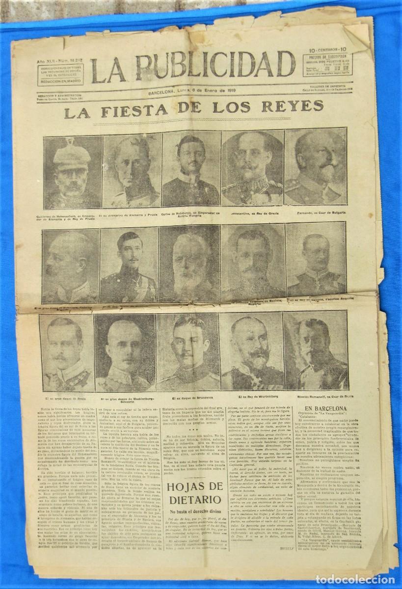Coleccionismo de revistas y peri&oacute;dicos: LA PUBLICIDAD. DIARIO ILUSTRADO. A&Ntilde;O XLII. 6 ENERO 1919. LA FIESTA DE LOS REYES. BARCELONA.
