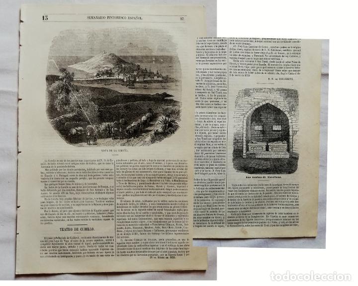 Coleccionismo de revistas y peri&oacute;dicos: SEMANARIO PINTORESCO ESPA&Ntilde;OL N&ordm; 13 1852: Vista de La Coru&ntilde;a / A Coru&ntilde;a, las tumbas de Matallana Vall