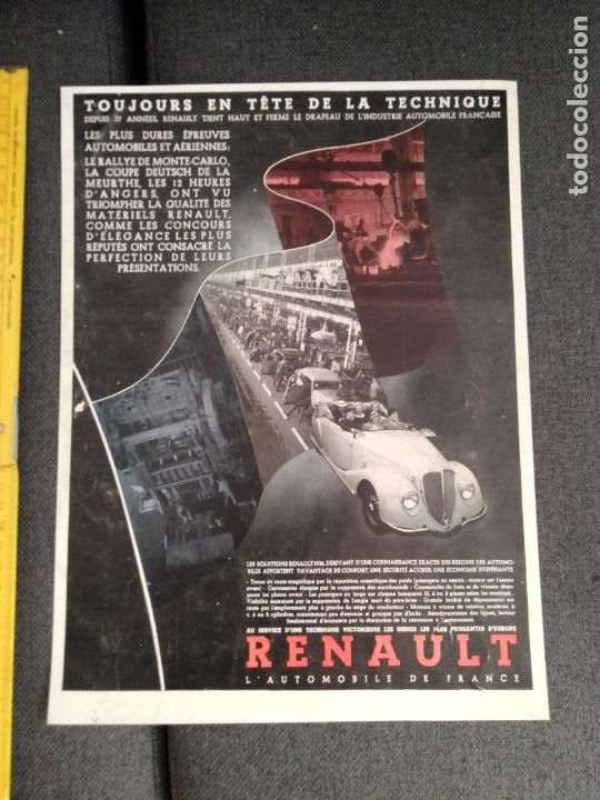 Coleccionismo de Revistas y Peri&oacute;dicos: Renault. Publicidad francesa de L Ilustration 1935