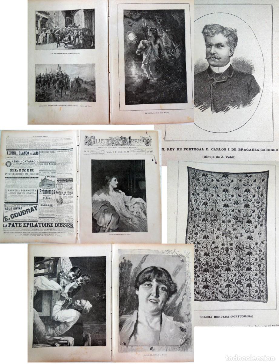 Coleccionismo de Revistas y Peri&oacute;dicos: LA ILUSTRACI&Oacute;N IB&Eacute;RICA. 9 noviembre 1889. En el golfo de N&aacute;poles; Rep&uacute;blica Argentina; Bordados anti