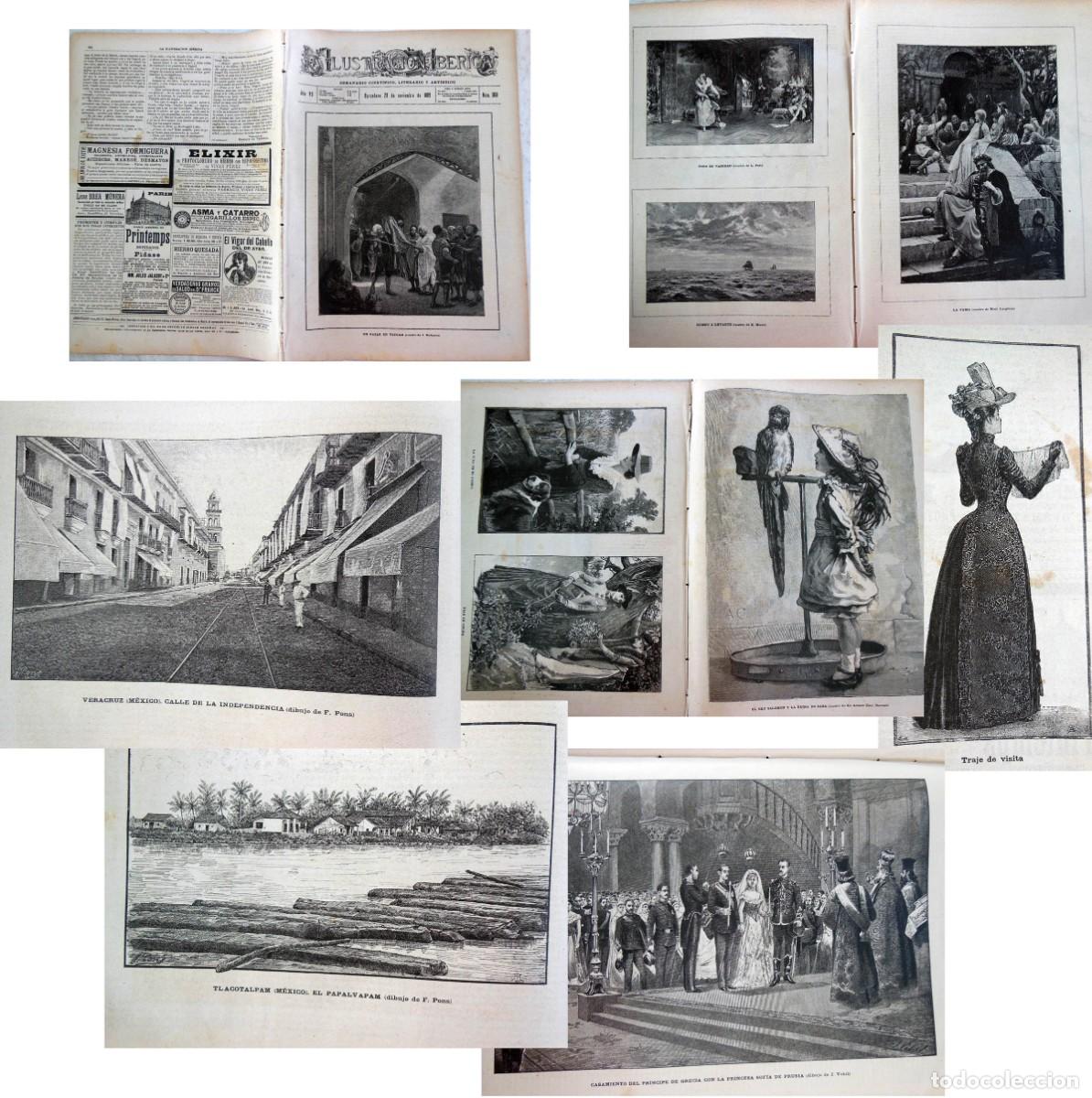 Coleccionismo de Revistas y Peri&oacute;dicos: LA ILUSTRACI&Oacute;N IB&Eacute;RICA. 23 nov 1889. Veracruz (M&eacute;xico). La calle de la Independencia; Tlacotalpam