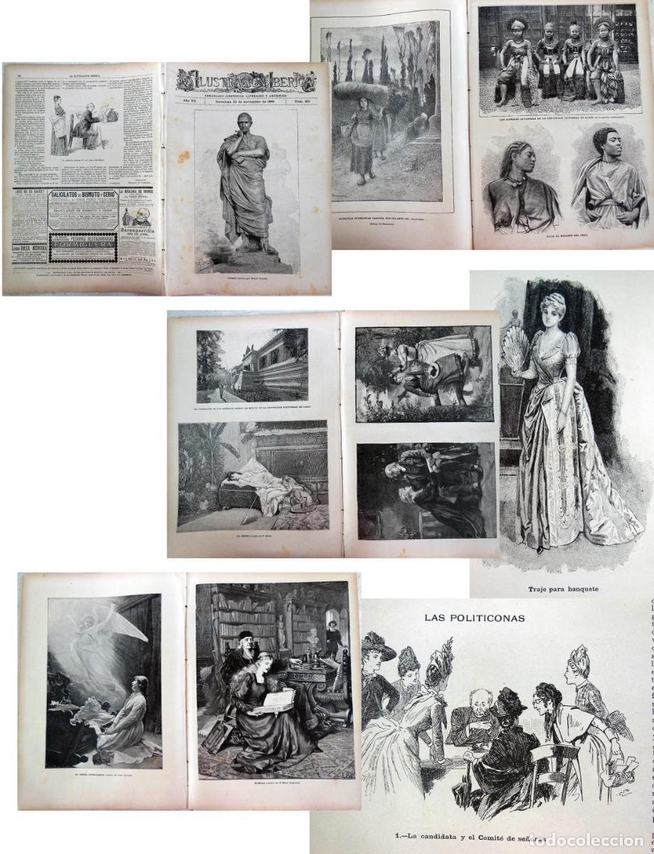 Coleccionismo de Revistas y Peri&oacute;dicos: LA ILUSTRACI&Oacute;N IB&Eacute;RICA. 30 noviembre 1889. Las actrices javanesas. Tipos de mujeres del Choa.