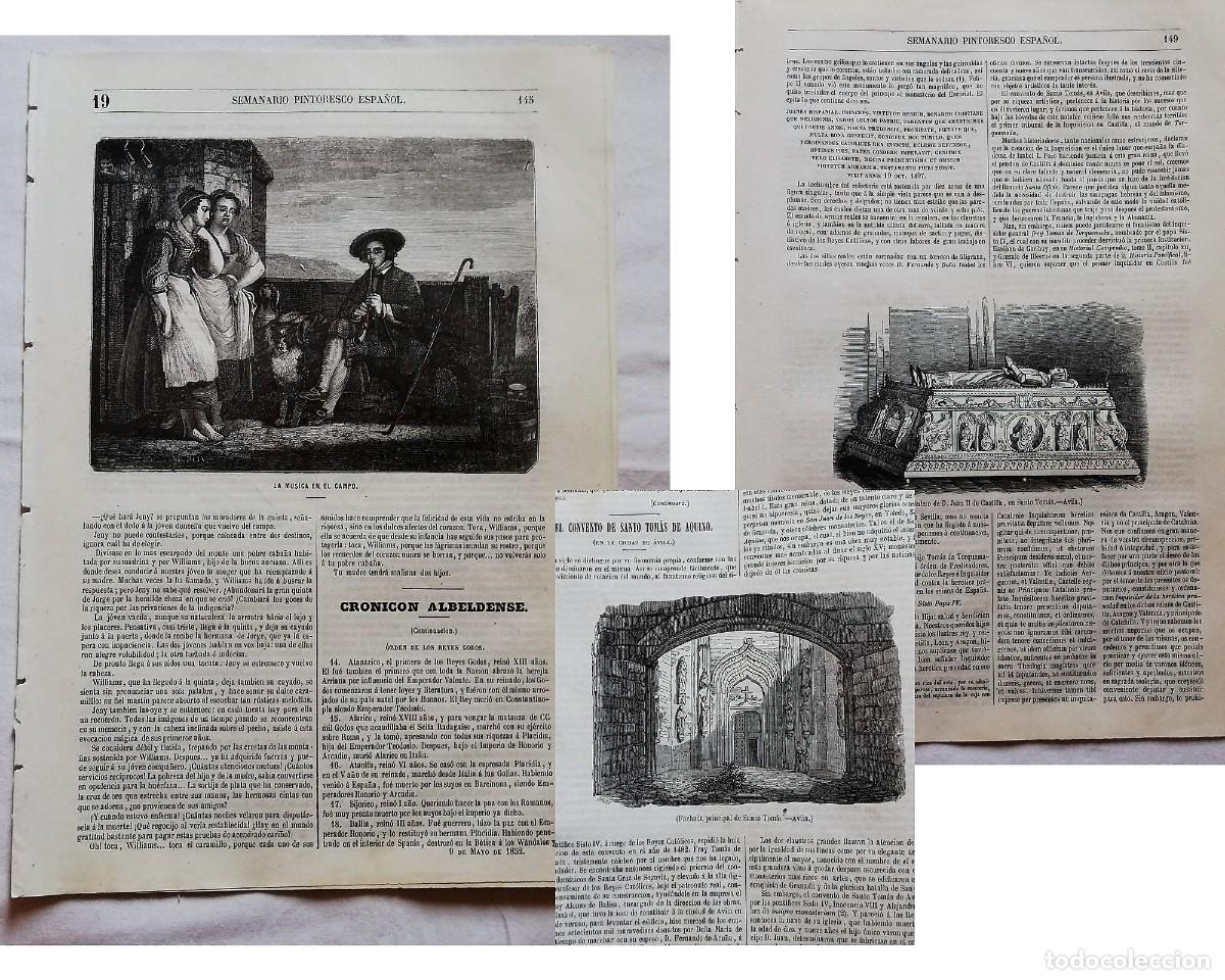 Coleccionismo de revistas y peri&oacute;dicos: SEMANARIO PINTORESCO ESPA&Ntilde;OL N&ordm; 19 1852: &Aacute;vila Convento de Santo Tom&aacute;s de Aquino, sepulcro Juan II