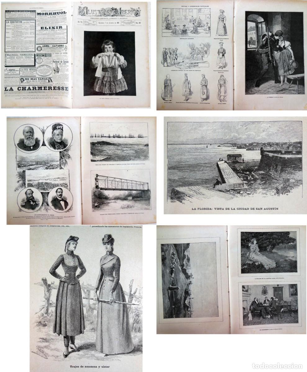 Coleccionismo de Revistas y Peri&oacute;dicos: LA ILUSTRACI&Oacute;N IB&Eacute;RICA. 7 d 1889. Vista del puerto de Veracruz y Castillo de San Juan de Ul&uacute;a. Puent