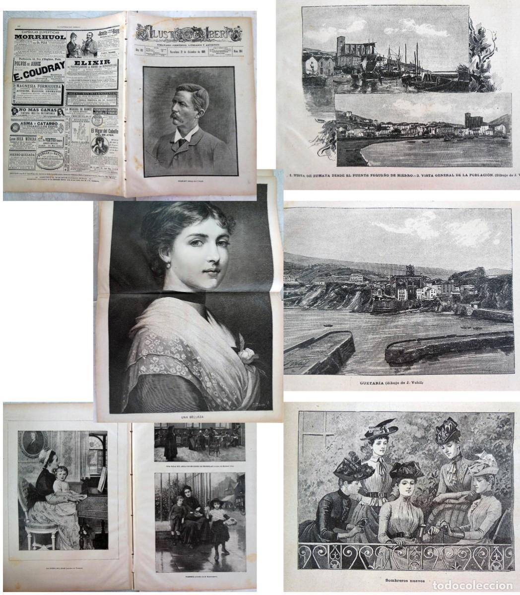 Coleccionismo de Revistas y Peri&oacute;dicos: LA ILUSTRACI&Oacute;N IB&Eacute;RICA. 21 diciembre 1889. Provincias Vascongadas: Guetar&iacute;a y Zumaya