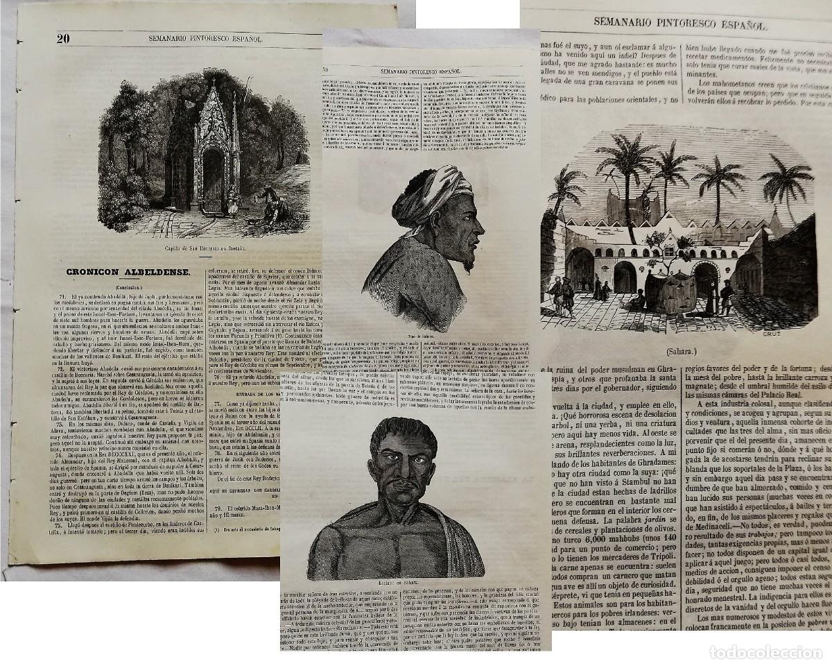 Coleccionismo de revistas y peri&oacute;dicos: SEMANARIO PINTORESCO ESPA&Ntilde;OL N&ordm; 20 1852: Capilla de San Honorato en Breta&ntilde;a, S&aacute;hara casa y tipos