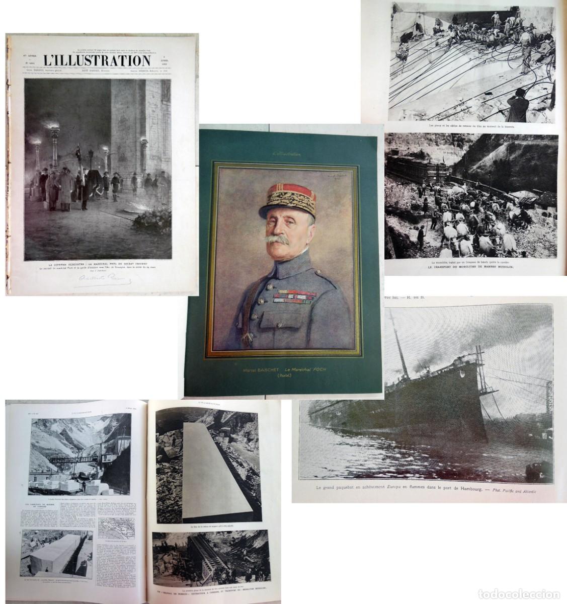 Coleccionismo de revistas y peri&oacute;dicos: L'ILLUSTRATION. N&ordm; 4492 , 1929. La vie et la mort du Mar&eacute;chal Foch. Monolithe Mussolini. Le mariage