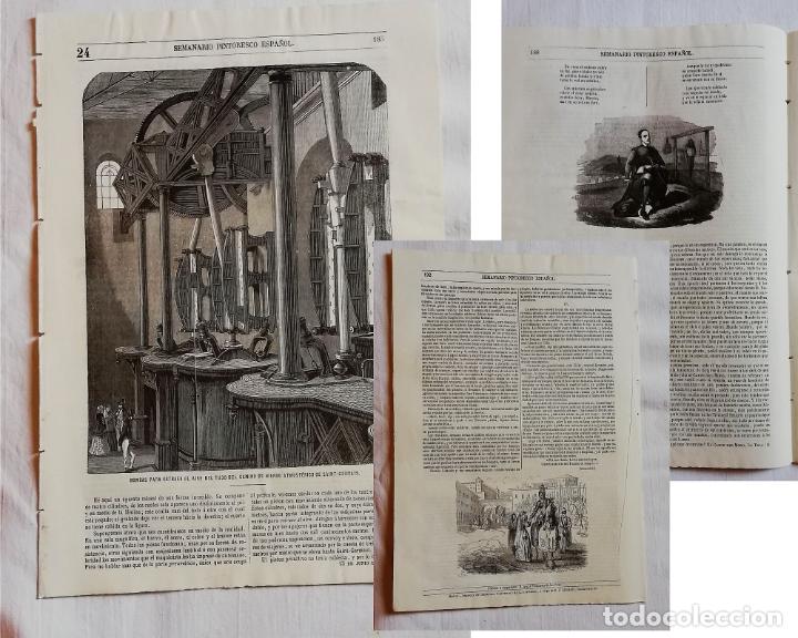 Coleccionismo de revistas y peri&oacute;dicos: SEMANARIO PINTORESCO ESPA&Ntilde;OL N&ordm; 2 1852: Bombas de extracci&oacute;n de aire de ferrocarriles Saint Germain