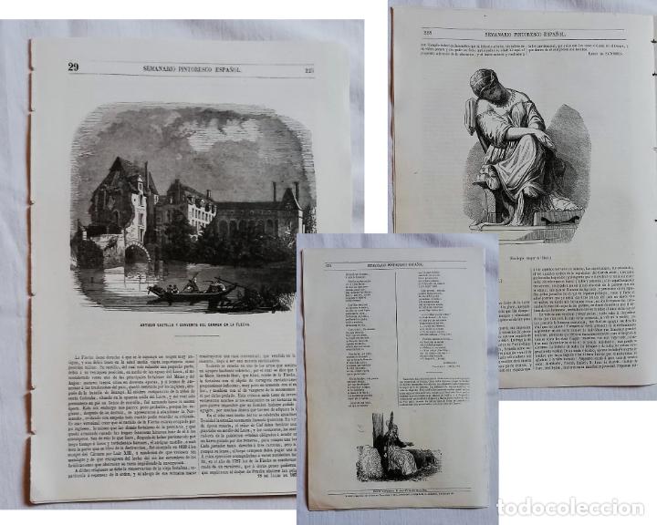 Coleccionismo de revistas y peri&oacute;dicos: SEMANARIO PINTORESCO ESPA&Ntilde;OL N&ordm; 29 1852: Antiguo Castillo y convento del Carmen en La flecha