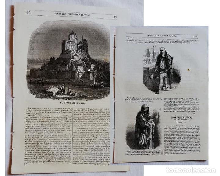 Coleccionismo de Revistas y Peri&oacute;dicos: SEMANARIO PINTORESCO ESPA&Ntilde;OL N&ordm; 35 1852: Monte San Miguel / Mont Saint Michel