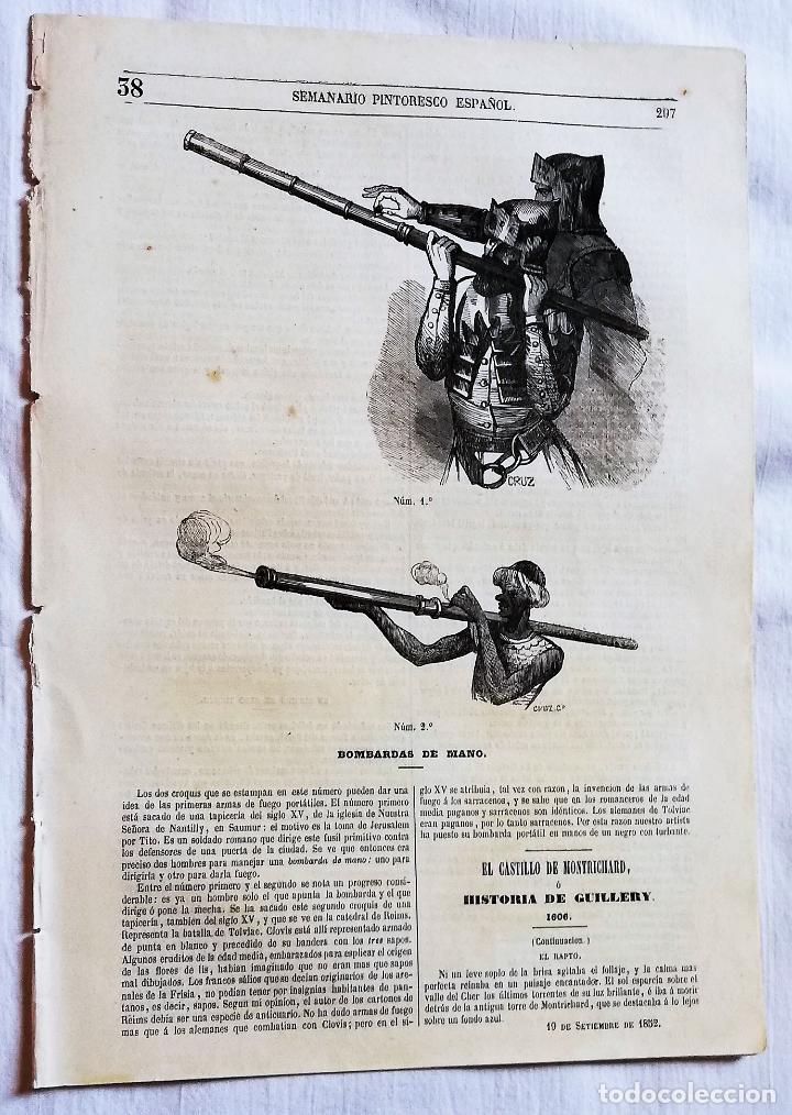Coleccionismo de revistas y peri&oacute;dicos: SEMANARIO PINTORESCO ESPA&Ntilde;OL N&ordm; 38 1852: Bombardas de mano