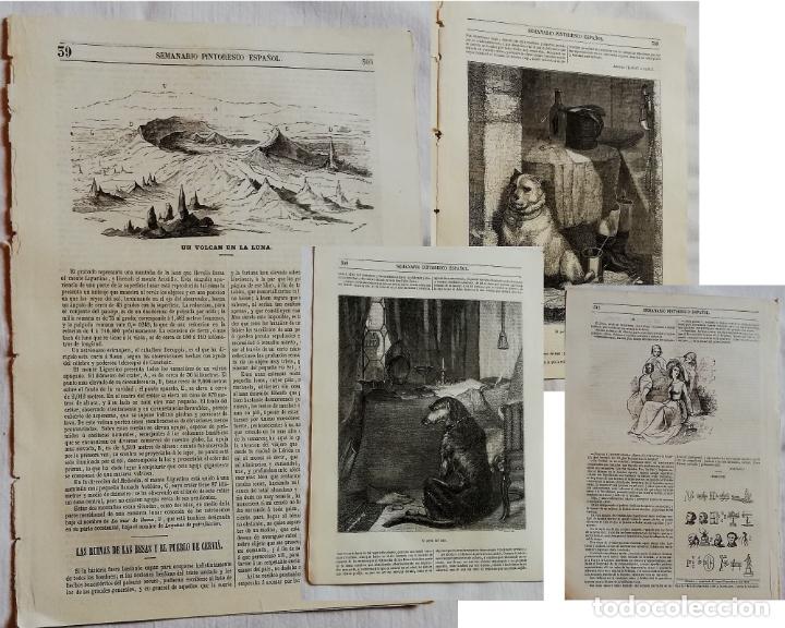Coleccionismo de revistas y peri&oacute;dicos: SEMANARIO PINTORESCO ESPA&Ntilde;OL N&ordm; 39 1852: Un volc&aacute;n en la luna, el perro del amo y el del criado