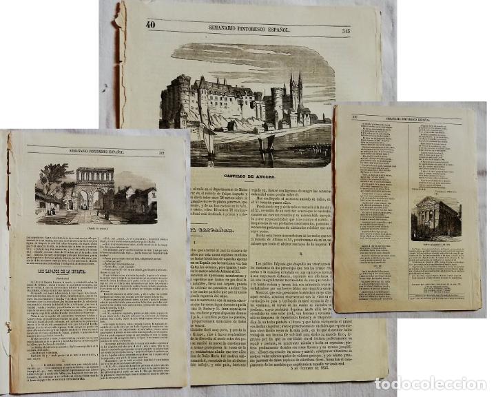 Coleccionismo de revistas y peri&oacute;dicos: SEMANARIO PINTORESCO ESPA&Ntilde;OL N&ordm; 40 1852: Castillo de Angers /Ch&acirc;teau d'Angers, Porte d'Arroux Autun