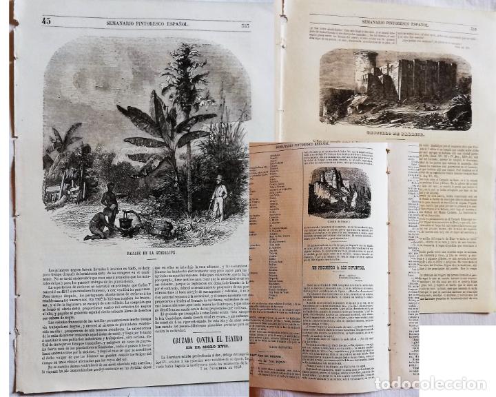 Coleccionismo de revistas y peri&oacute;dicos: SEMANARIO PINTORESCO ESPA&Ntilde;OL N&ordm;45 1852: Esclavos en la isla de Guadalupe , Castillo de Falaise