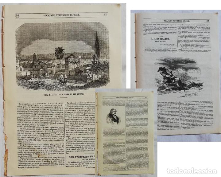 Coleccionismo de revistas y peri&oacute;dicos: SEMANARIO PINTORESCO ESPA&Ntilde;OL N&ordm;52 1852: vista de Atenas la Torre de los vientos, THORWALDSEH