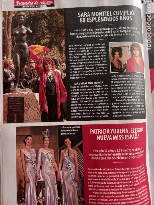 Coleccionismo de Revistas y Peri&oacute;dicos: PATRICIA YURENA MISS ESPA&Ntilde;A 2008 SARA SARITA MONTIEL MANCHEGA UNIVERSAL