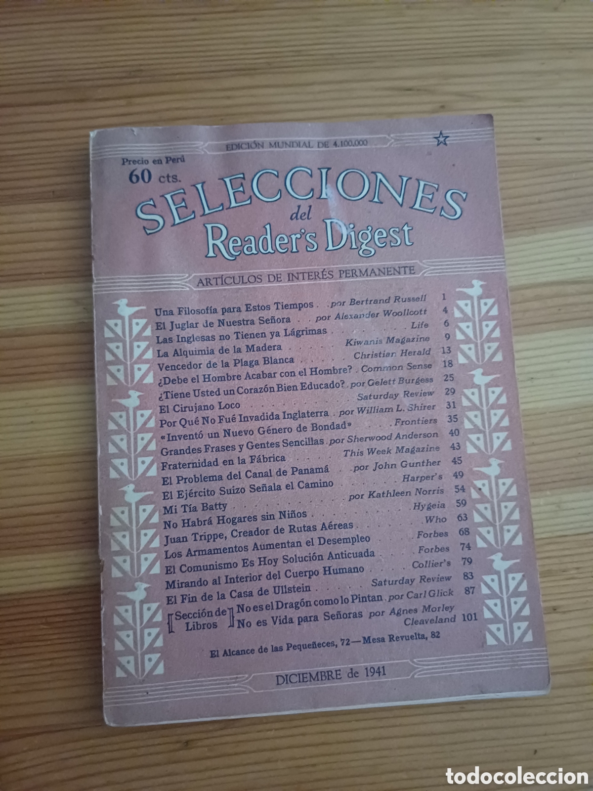 Coleccionismo de Revistas y Peri&oacute;dicos: Selecciones Reader's Digest Diciembre 1941 con anuncios epoca Segunda Guerra Mundial World War