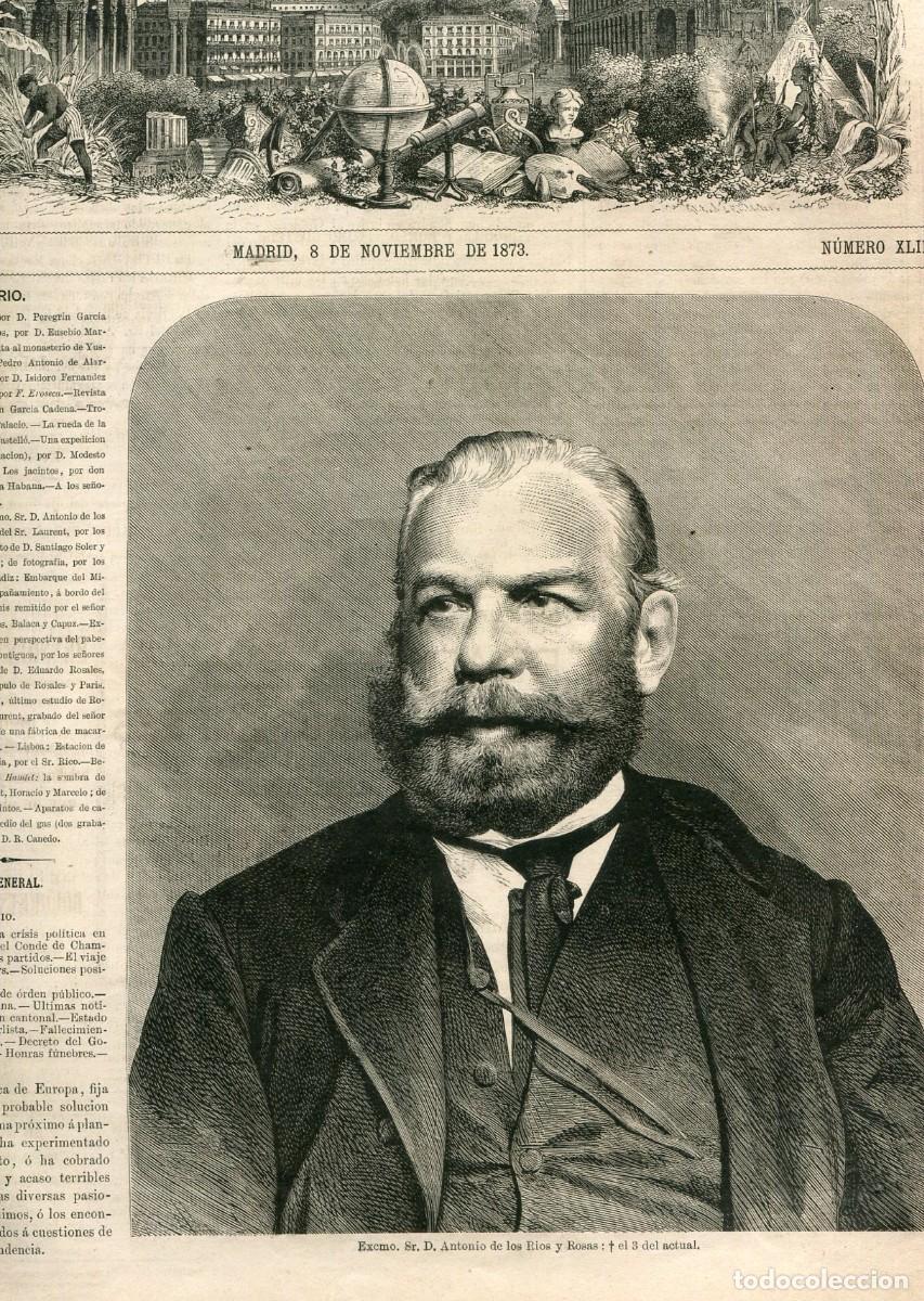 Collezionismo di Riviste e Giornali: REVISTA 1873 ANTONIO DE LOS RIOS ROSAS DE RONDA SANTIAGO SOLER PLA VAPOR ANTONIO LOPEZ CADIZ