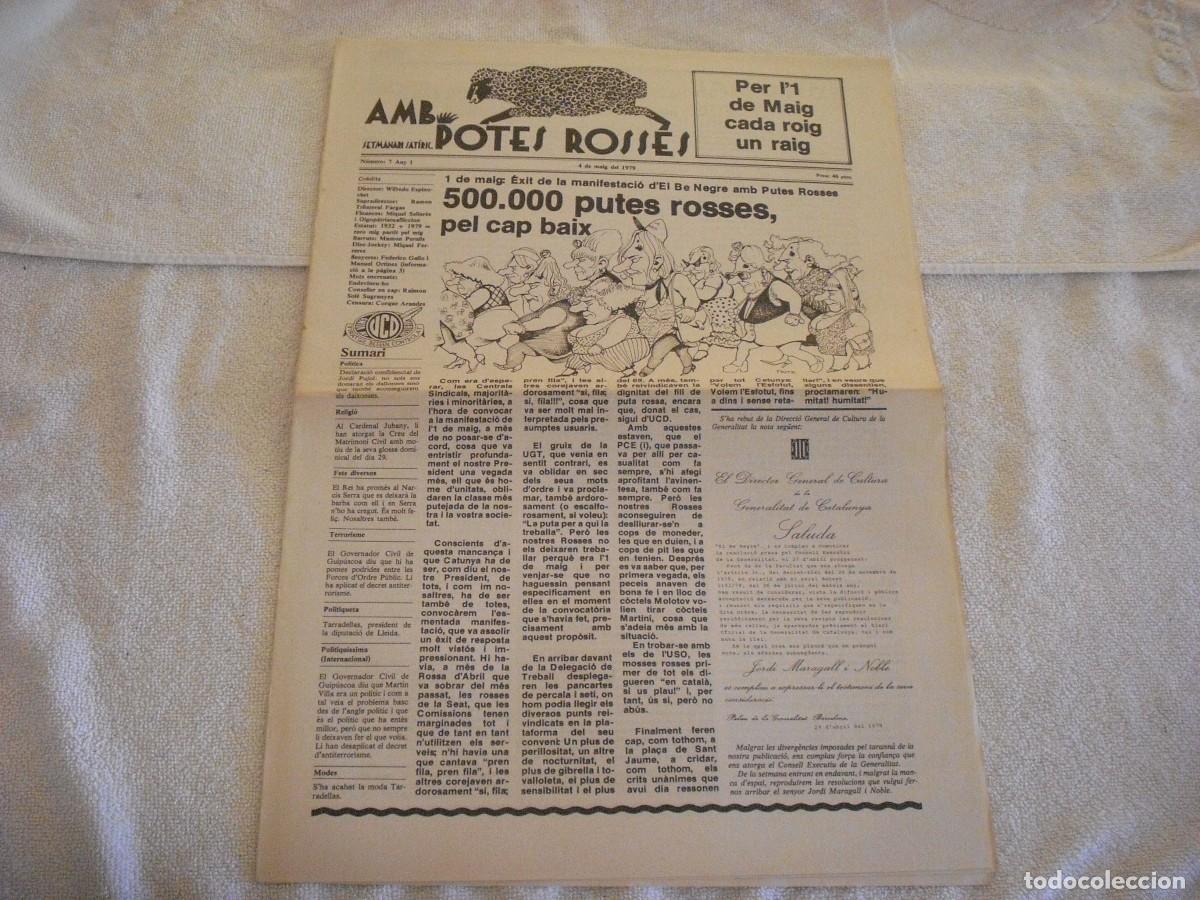 Collectionnisme de Revues et Journaux: AMB POTES ROSSES N. 7 , REVISTA SATIRICA . 4 DE MAIG 1979. EN CATALAN.